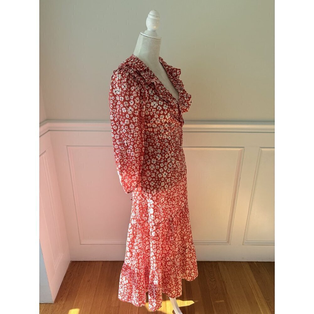 RIXO Colette Red Floral Dress Cotton 6 - Picture 2 of 7